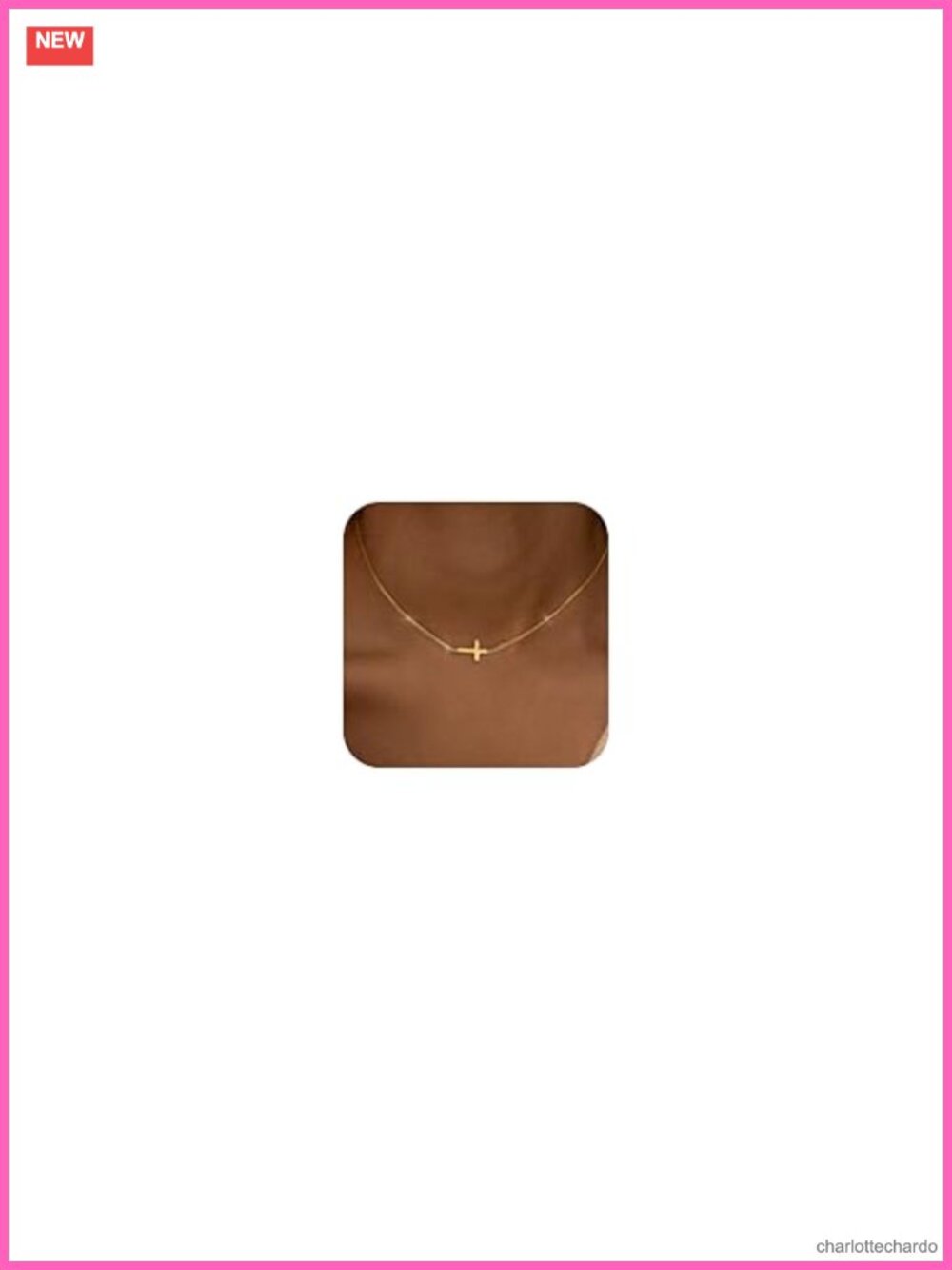 14K Gold Plated Cross Necklace Dainty Choker Pendant Baptism Gift